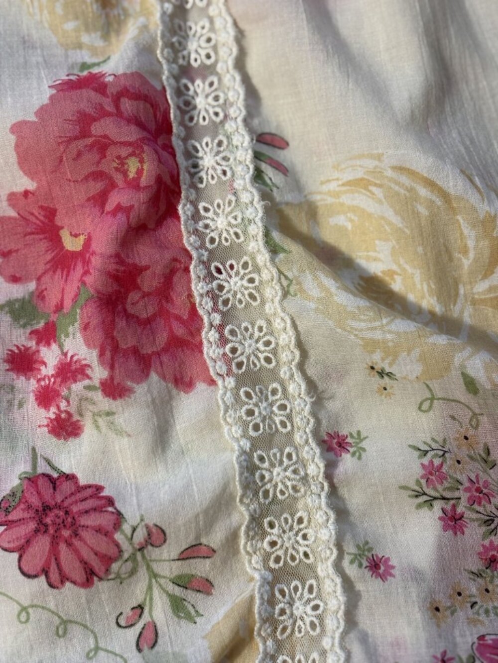 Intimately Free People Vintage Floral Lounge Pants With Lace Hem Elastic Waist - Picture 5 of 16